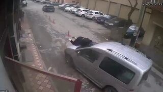 71-Year-Old Man Killed as Car Hits Three Pedestrians in Turkey (Two Angles)