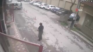 71-Year-Old Man Killed as Car Hits Three Pedestrians in Turkey (Two Angles)
