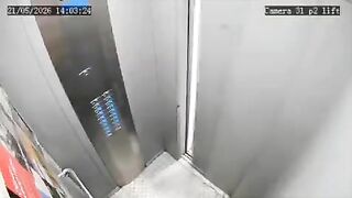 A portable charger explodes inside an elevator, leaving a woman trapped in the flames