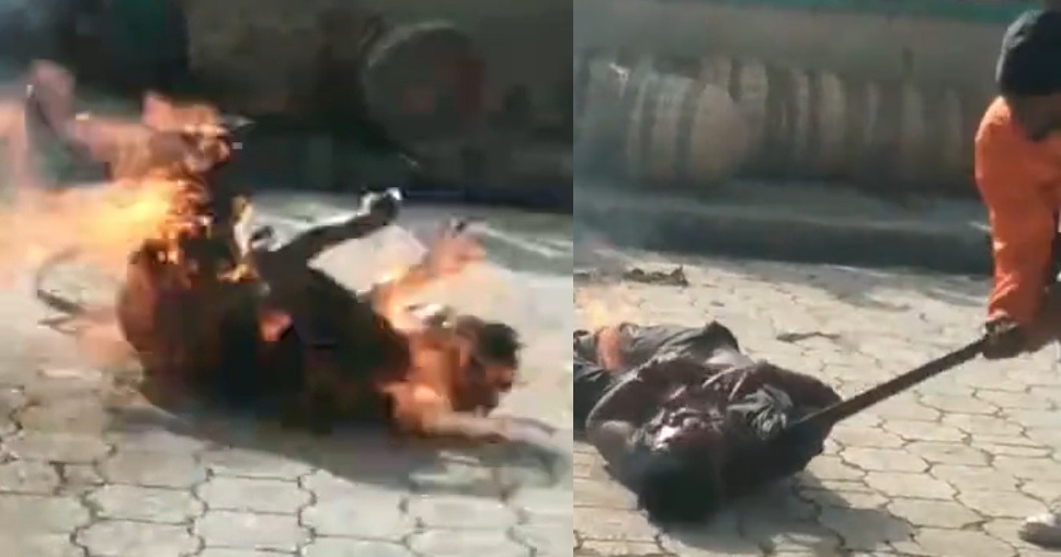 Angry Crowd Burns Thief Alive & Finishes Him with Savage Machete Blows to the Throat