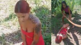 Redhead Chick Clubbed For Cheating On Trafficker