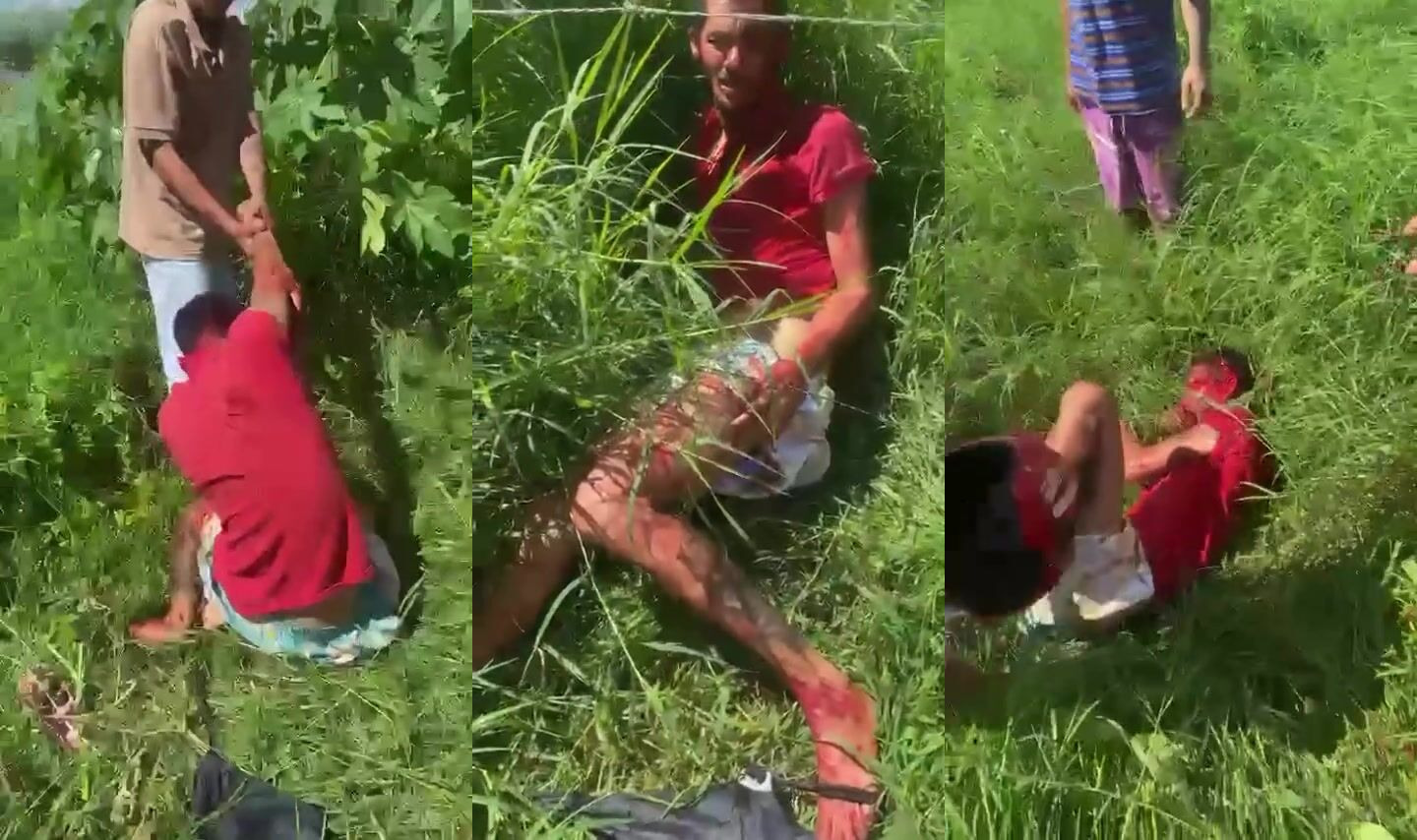 Thief beaten with motorcycle helmet