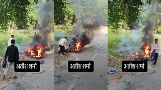 Man engulfed in flames after moto accident