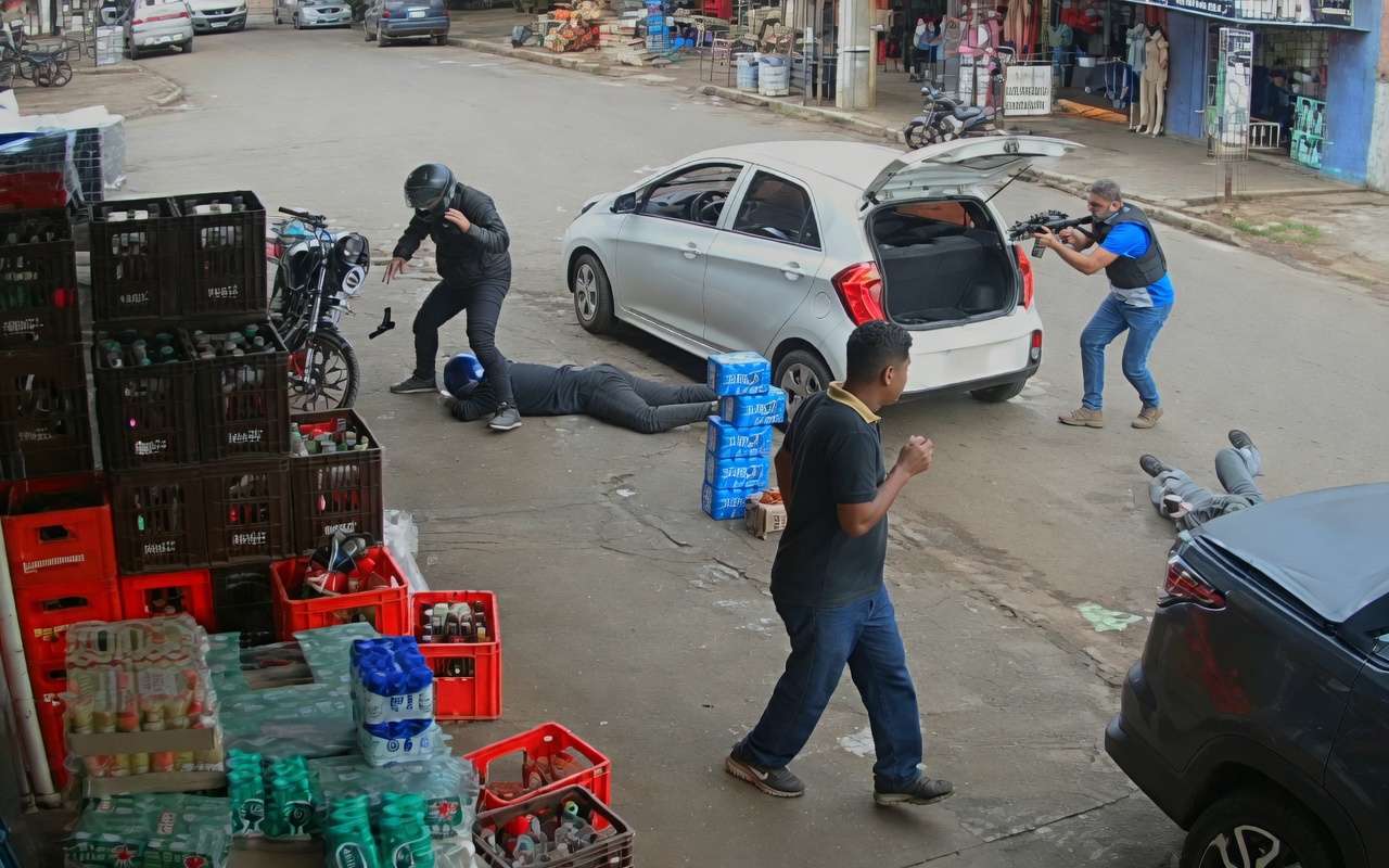 Two Armed Robbers Shot by Police Who Suddenly Appeared During Street Assault