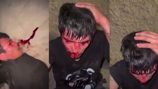 Mexican thief beat bloody and head kicked