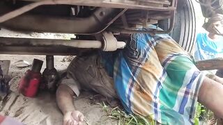 Run over by car and ends up under
