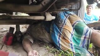 Run over by car and ends up under