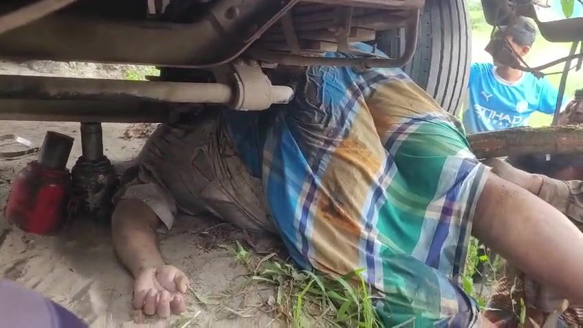 Run over by car and ends up under