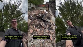 Young Ukrainian shows aftermath of the Oreshnik strike on garages in Bila Tserkva