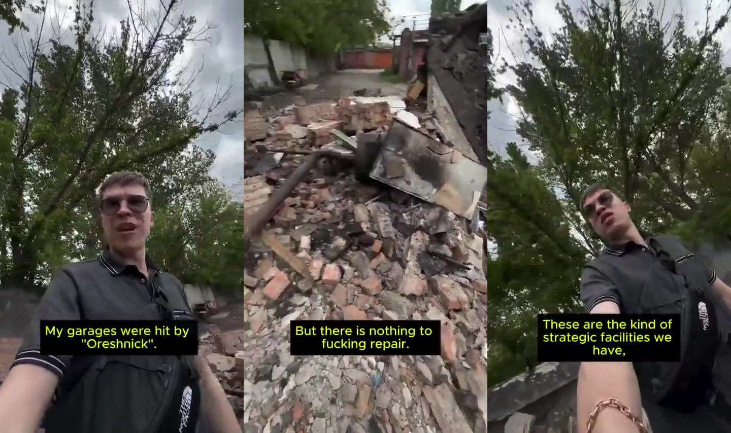Young Ukrainian shows aftermath of the Oreshnik strike on garages in Bila Tserkva