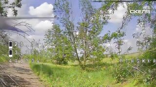 Old russian monkey with a stick against FPV drone