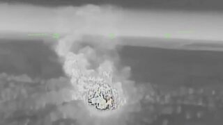 Ukrainian Magyar Birds strikes Russian S-300 launcher, radar, railway tankers