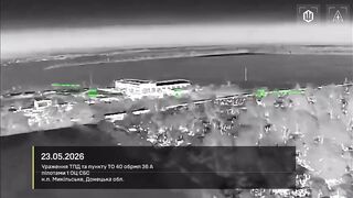 Ukrainian Magyar Birds strikes Russian S-300 launcher, radar, railway tankers
