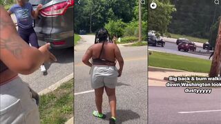 Big girl beats on little girl and titties