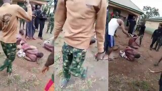 Three Thieves Flogged And Clubbed By Soldiers In Nigeria