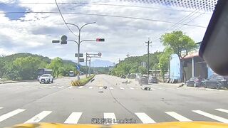 Driver Running On Red Light Sends Rider Flying High