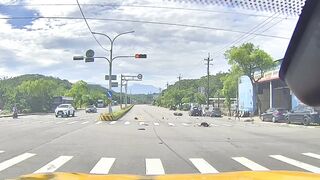 Driver Running On Red Light Sends Rider Flying High