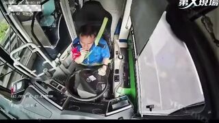 Bus Driver Suffering A  Stroke Crashes Into Traffic