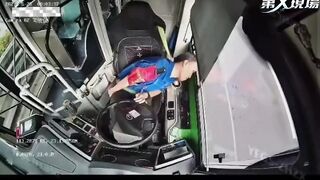 Bus Driver Suffering A  Stroke Crashes Into Traffic