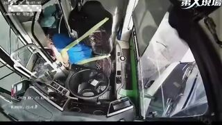 Bus Driver Suffering A  Stroke Crashes Into Traffic