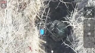 Russian soldier has grenade mishap after an FPV doesnt detonate...