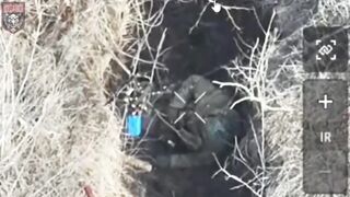 Russian soldier has grenade mishap after an FPV doesnt detonate...