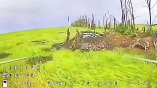 A russian invader taking a dump got a surprise visit by a Ukrainian FPV drone.