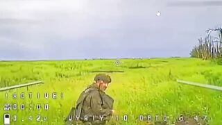 A russian invader taking a dump got a surprise visit by a Ukrainian FPV drone.