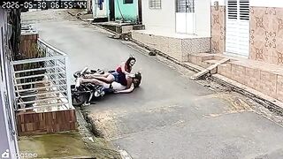 Dude Bleeds From Mouth After Falling Head First While Riding Motocycle With Two Girls