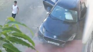 Group Of Young Men Leave The Car After Hitting Teenager On High Speed