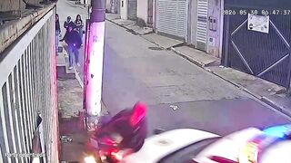 Thief on Motorcycle Robs Three Young Girls — Run Over and Arrested in Seconds