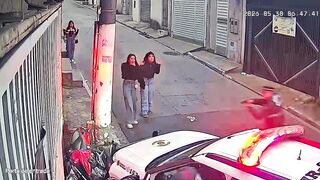 Thief on Motorcycle Robs Three Young Girls — Run Over and Arrested in Seconds