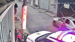 Thief on Motorcycle Robs Three Young Girls — Run Over and Arrested in Seconds