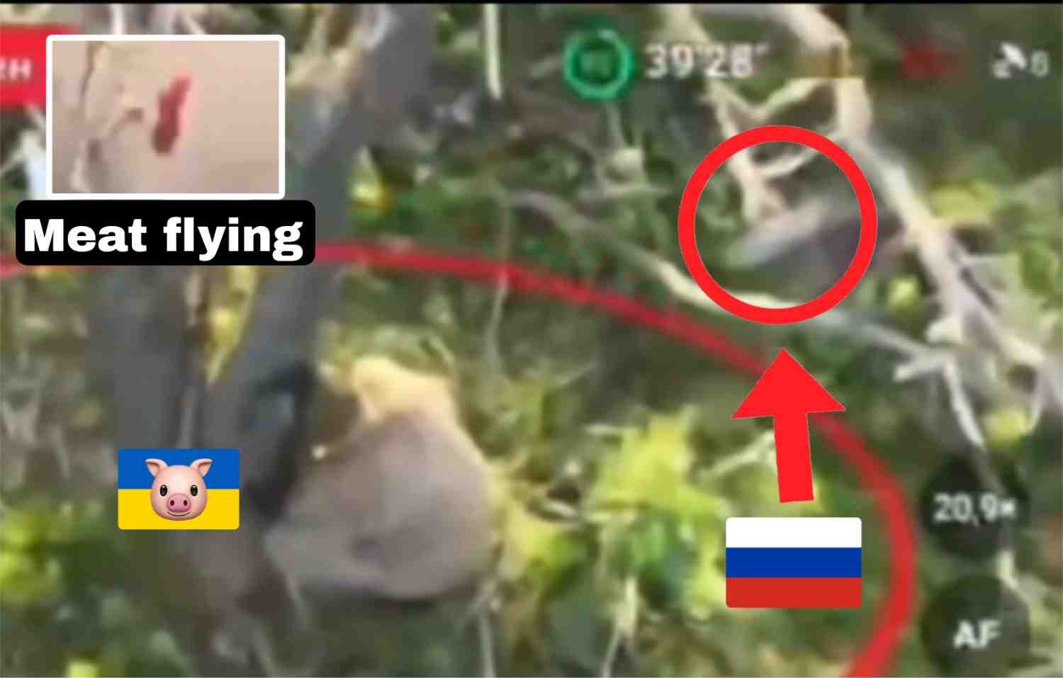 Ukrat is blown to bits in a cloud of blood.
