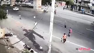 Police Officer Sitting On His Bike Killed By Speeding Car In India