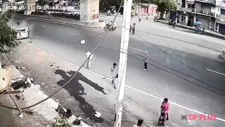 Police Officer Sitting On His Bike Killed By Speeding Car In India