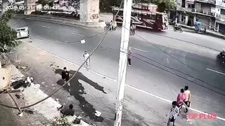 Police Officer Sitting On His Bike Killed By Speeding Car In India