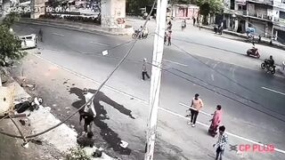 Police Officer Sitting On His Bike Killed By Speeding Car In India