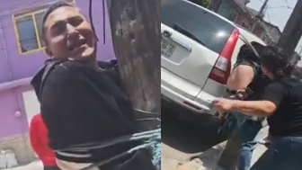 Tied To The Pole Dude Flogged In Public By Own Mom For Stealing A Speaker
