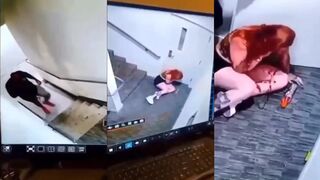 Woman beaten on staris