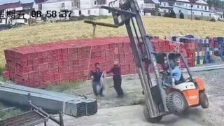 Heavy Machinery Accident Ends in Horror as Forklift Topples