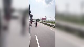 Bus Smashes Into Road Workers, Leaving Trail of Carnage (CCTV & Aftermath)