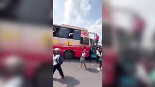 Bus Smashes Into Road Workers, Leaving Trail of Carnage (CCTV & Aftermath)