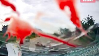 Elderly Scooter Rider's Blood Splatters Across Windshield After Brutal Head-On Collis