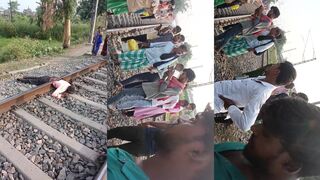 Chopped in half by train