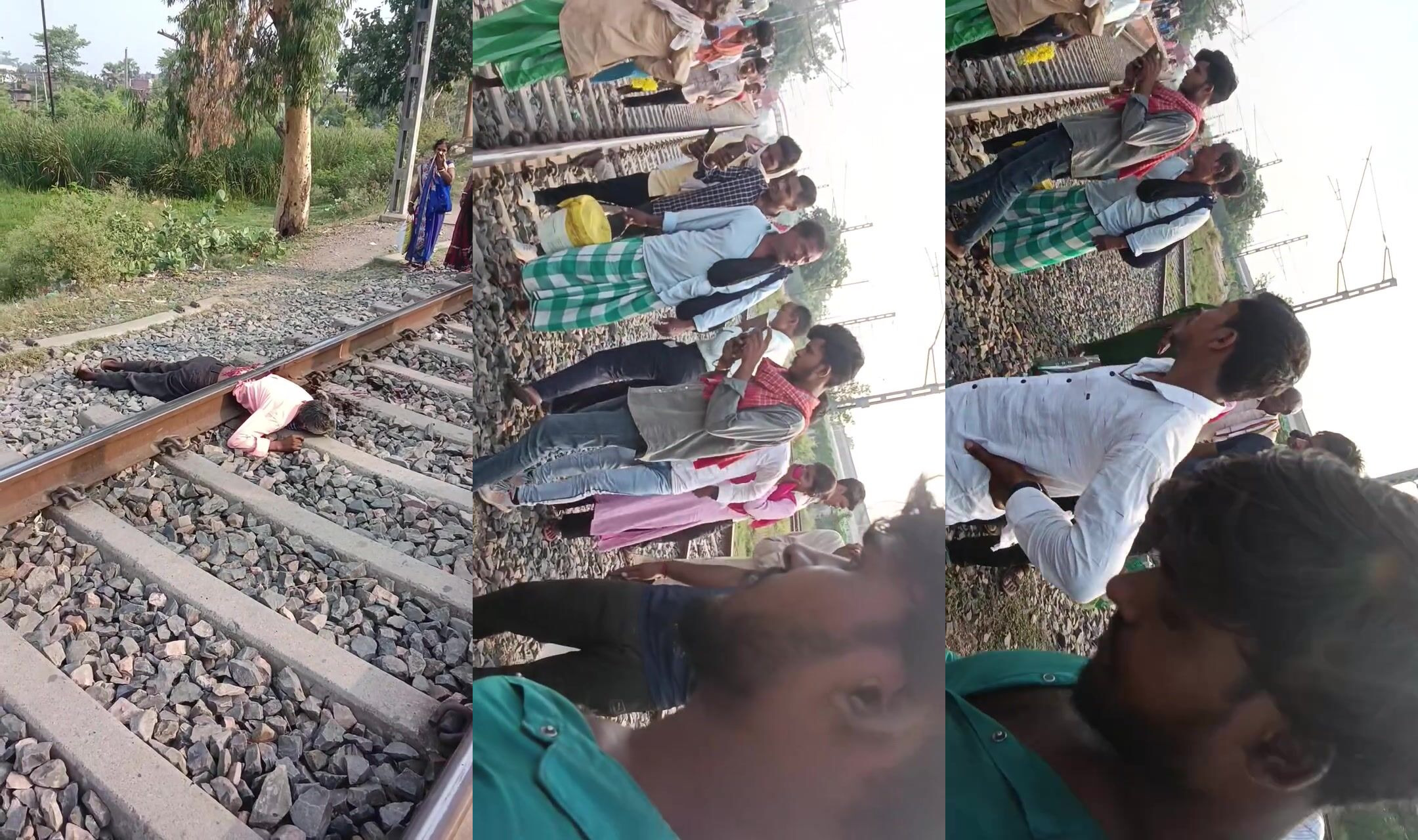 Chopped in half by train