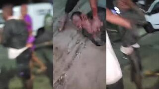 Thief beat with sticks and hit over head with bottle