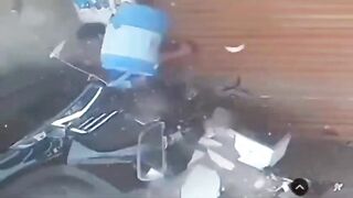 Man Closing His Shop Gets Crashed To Death By Speedijg Vehicle, 2 angles