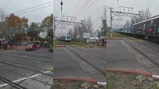 A man commits suicide by running into a train.