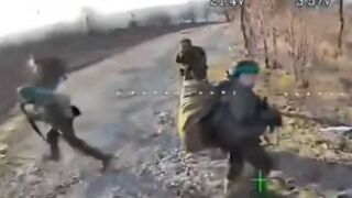 Fat Ukrainian doesn't escape the drone.